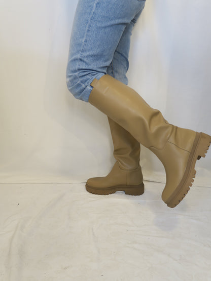 Beige hög chelseaboot PU läder H&M 41